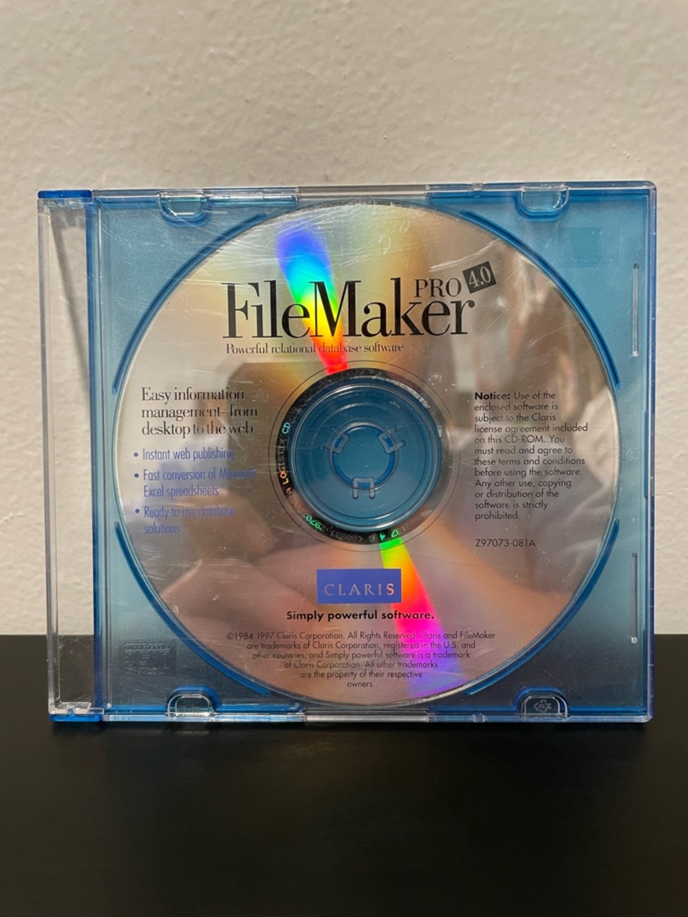 Clarins FileMaker Pro 4.0 Software CD - Silver/Blue